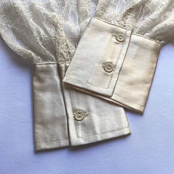NWT JASON WU CREAM SEETHROUGH LACE SATIN BUTTON DOWN TUNIC - Picture 12 of 16